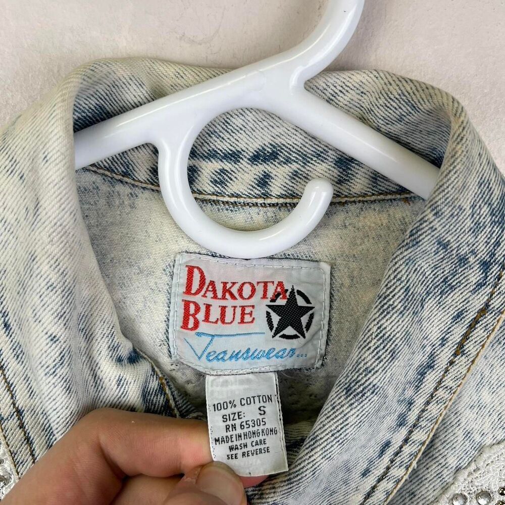 Vintage 80s Dakota Blue Acid Wash Denim Jacket Size S - Picture 7 of 7